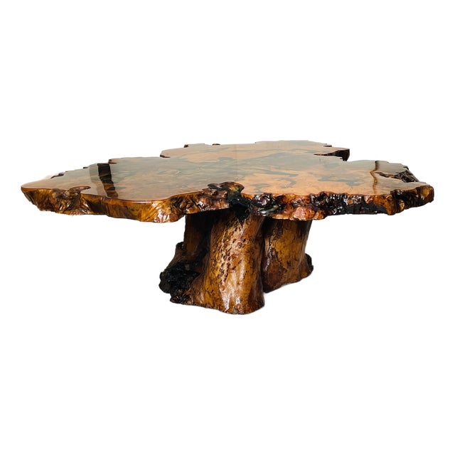 Gorgeous 1960 Tedeood Slab Stump Root Live Edge Coffee Table For Sale