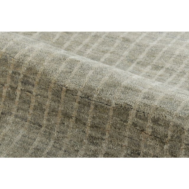 Textile Rug & Kilim's Modern Abstract Rug in Luminous Sage and Ivory, Subtle Geometry For Sale - Image 7 of 7