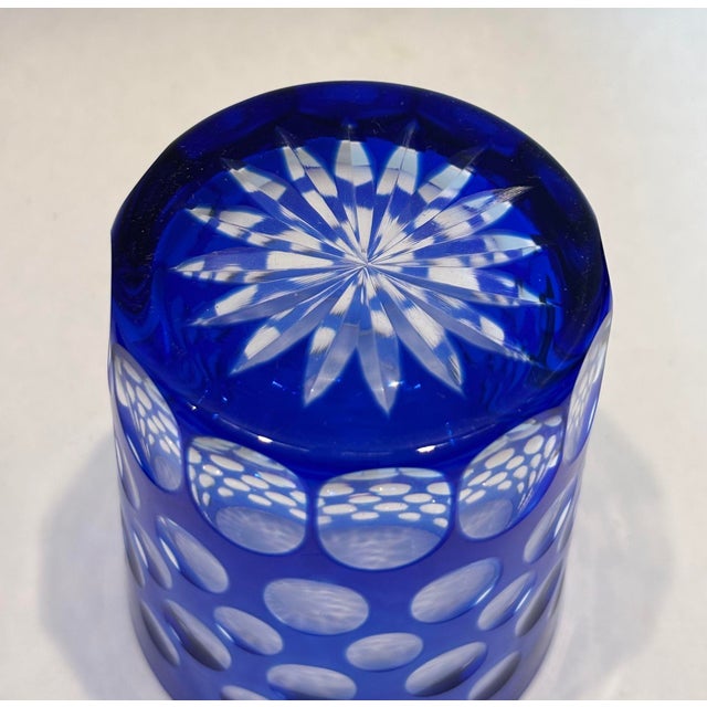 Blue Bohemian Czech Crystal Cobalt Blue Tumblers by Ajka Hungary Set of 5 For Sale - Image 8 of 10