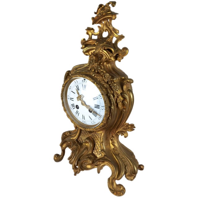 Rococo Antique Neo-Rococo Pendulum Clock in Bronze, 1850 For Sale - Image 3 of 18