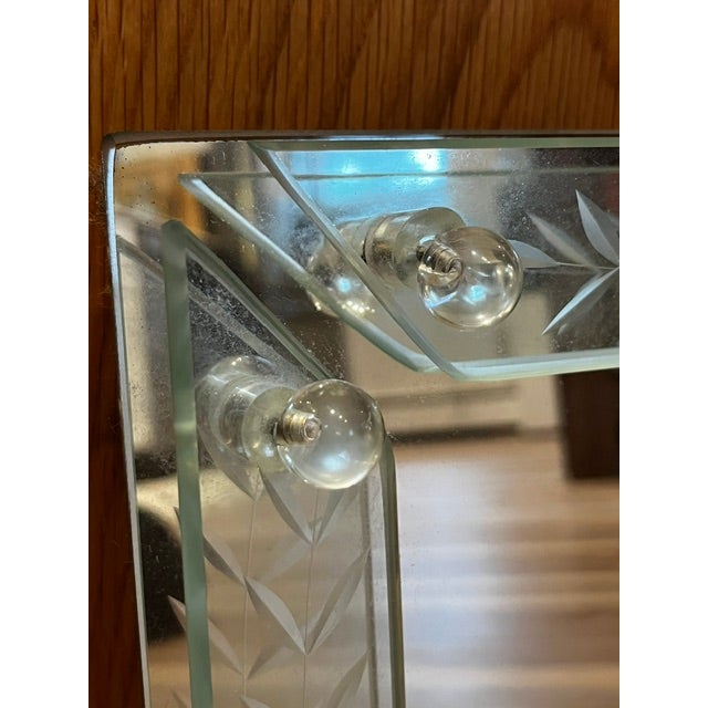 1940s Art Deco Mirrored and Etched Glass Large Vanity Tray For Sale - Image 5 of 8