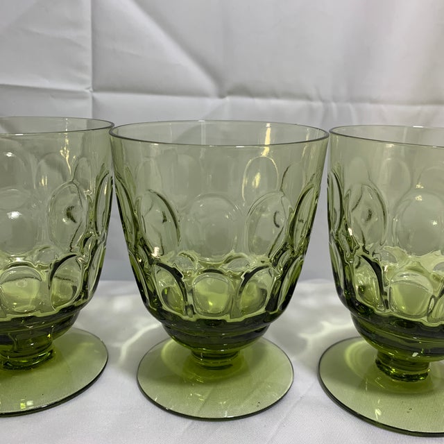 Mid-Century Modern 1960s Mid-Century Modern Fostoria Mesa Olive Green Footed Juice/Wine Glasses - Set of 4 For Sale - Image 3 of 4