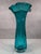 Mid-Century Modern Vintage Murano Style Timothy E. Landers Hand Blown Teal/Aqua Blue Sommerso Glass Vase For Sale - Image 3 of 6