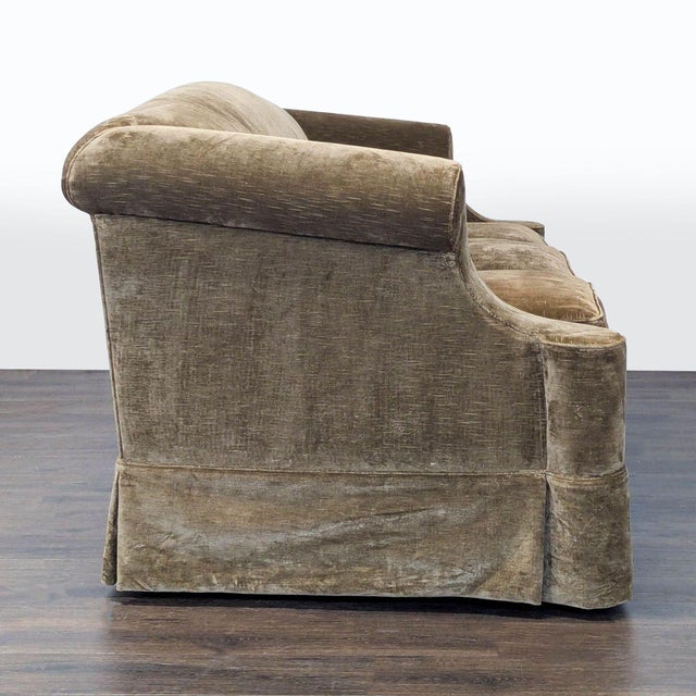 Marco 3-Seat Sofa With Rolled Arms in Brown Velvet Upholstery For Sale - Image 4 of 8