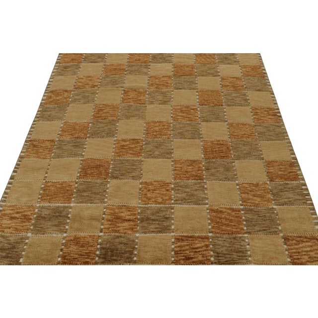 Contemporary Rug & Kilim’s Scandinavian Style Rug With Geometric Patterns in Brown Tones For Sale - Image 3 of 8