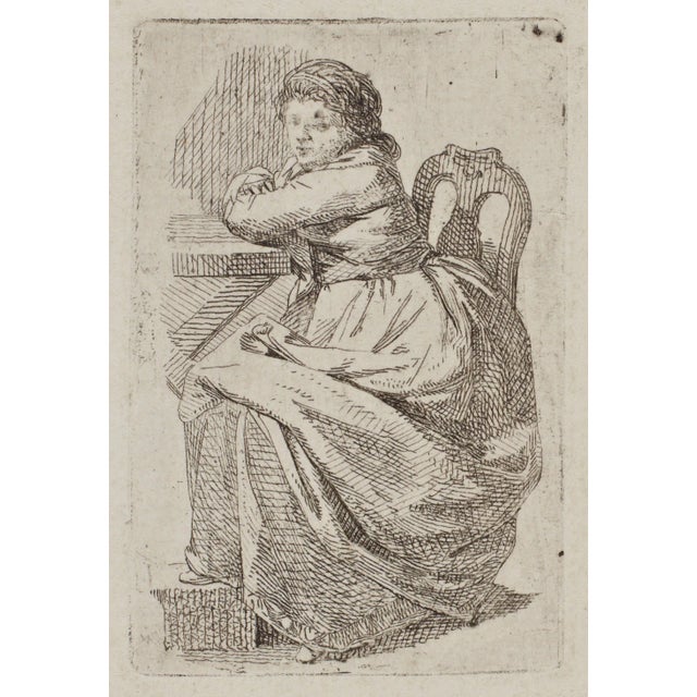 J. Schadow, Sitting Young Woman, 1784, Etching For Sale