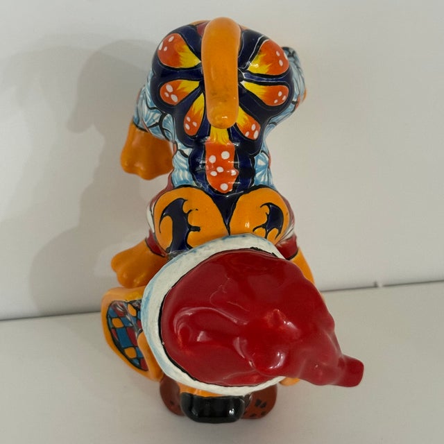Talavera Mexican Pottery Dog Hound, Christmas Puppy, Hand Painted Dog Statue For Sale - Image 10 of 12