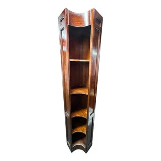 Vintage Mahogany 4-Shelf Corner Bookcase For Sale