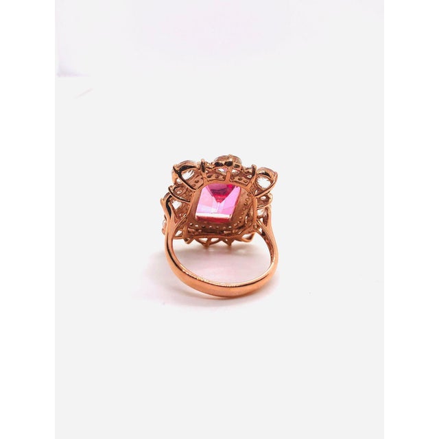 Bochic Capri Vintage Pink & White Topaz Ring in 18K Gold & Silver For Sale - Image 10 of 10