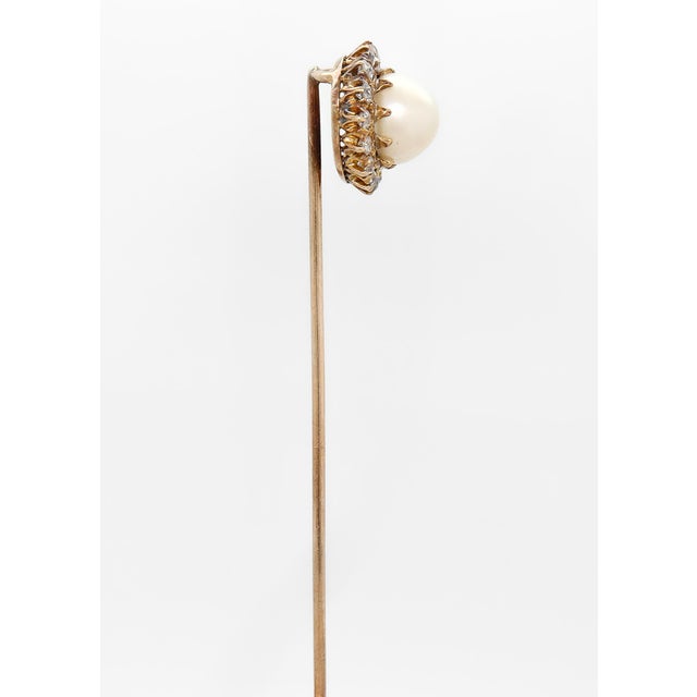 Vintage Mid-Century 14k Gold, Mabe Pearl, and Diamond Stickpin For Sale In Philadelphia - Image 6 of 12