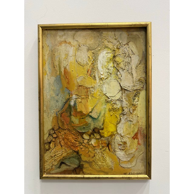 1960 Heavily Impasto Mix Media Abstract Signed Silverman For Sale - Image 9 of 10