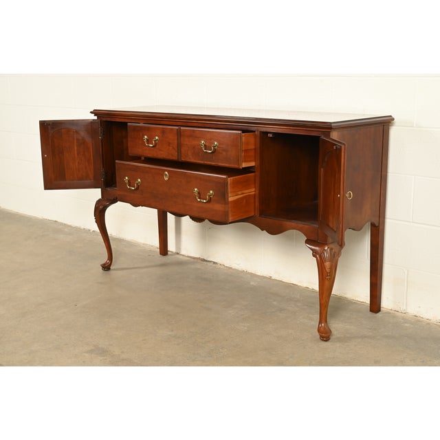 Ethan Allen Georgian Solid Cherry Wood Sideboard Credenza or Buffet For Sale In South Bend - Image 6 of 17