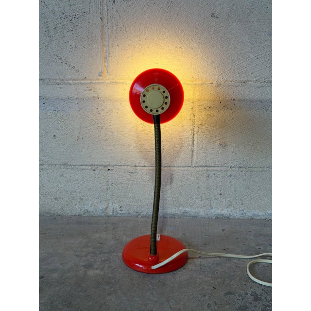 1970s Red Gooseneck Table Lamp With Adjustable Shade Space Age Mid-Century Modern 1970s For Sale - Image 5 of 10