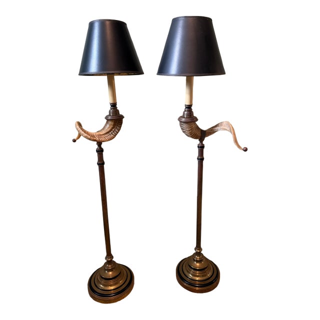 Vintage Chapman Ram’s Horn Floor Lamps - a Pair For Sale