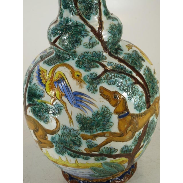 1900 - 1909 1900s Large Ceramic Vase Majolica Italian WITH 3 DOG & BIRDS Made Italy Neo-Classic For Sale - Image 5 of 12