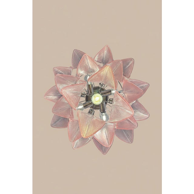 2020s Italian Murano Chandelier | Mazzega Style | 23 Pink Glass "Rondini" Elements, Late 20th Century For Sale - Image 5 of 6