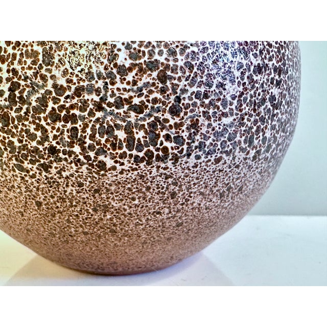 Handmade Brown Speckled Glazed Ceramic Vase from Römhild, Thuringia, GDR / Germany, 1970s For Sale - Image 4 of 12