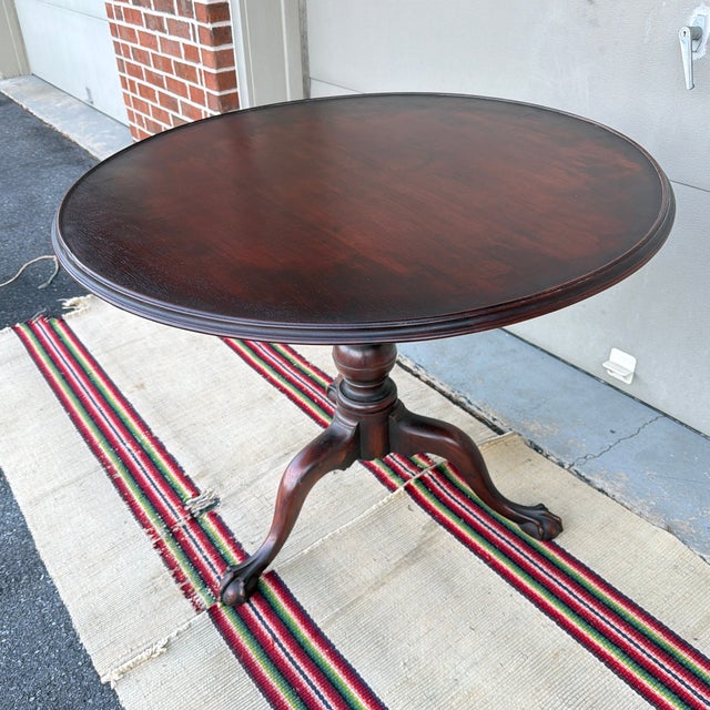 American A Vintage Mahogany Chippendale Style Title Top Tea Table, 1970’s For Sale - Image 3 of 12