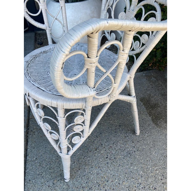 Mid 20th Century Vintage Painted Wicker Chair For Sale - Image 9 of 10