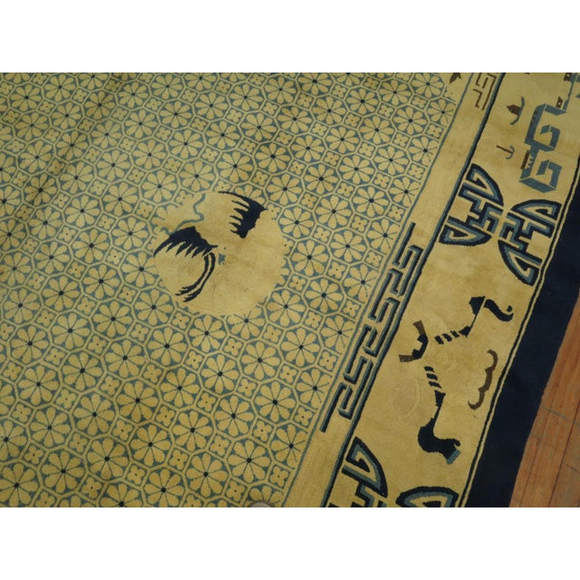 Yellow Blue Antique Chinese Room Size Rug For Sale - Image 11 of 18