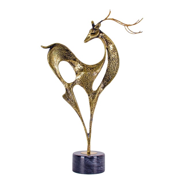 1988 Curtis Jere Brass Deer Sculpture For Sale