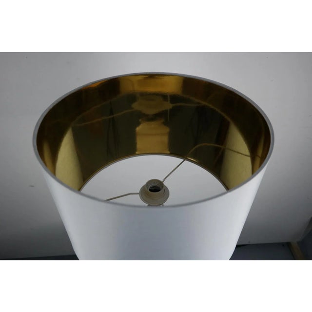 Cream Agate Stone Table Lamp with Satin Lampshade, 1970s For Sale - Image 8 of 9