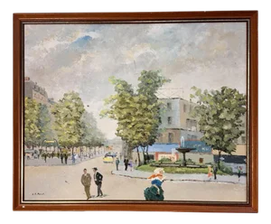 Jc Perot, Place Pigalle, Oil on Canvas, Framed