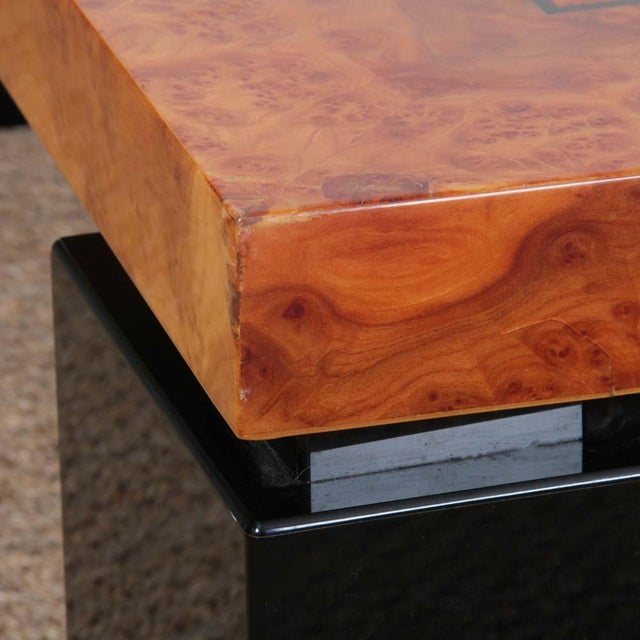 Square Coffee Table in Elm Burl, 1980s For Sale - Image 6 of 8