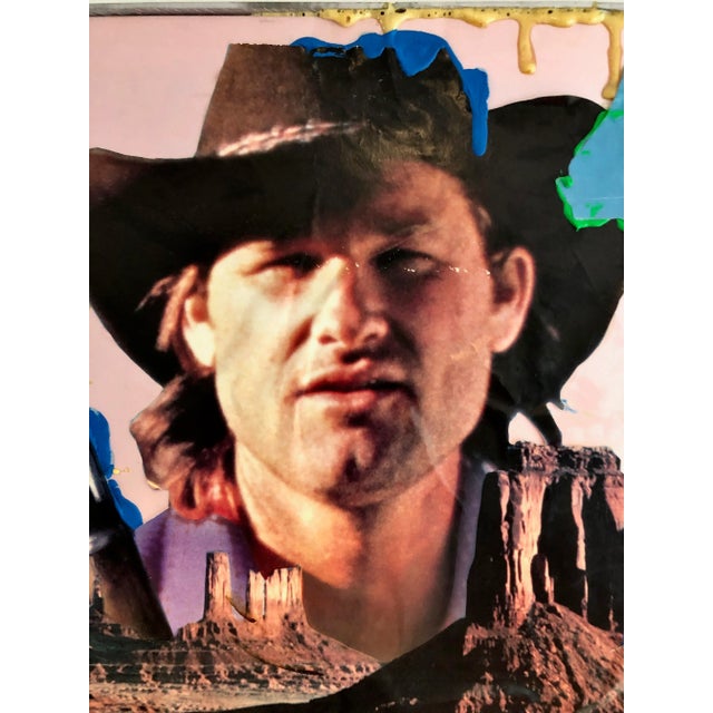 Pink 2007 "The Longest Drive" Contemporary Figurative Cowboy Western Mixed-Media Collage by Justin Lieberman For Sale - Image 8 of 10