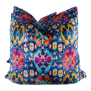 G P & J Baker "Petropolis Velvet" in Jewel 22" Pillows-A Pair For Sale