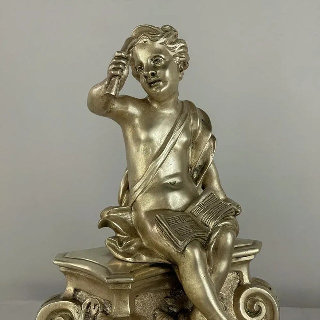 Pair of Early 19th Century French Bronze Doré Cherub Statues For Sale - Image 9 of 15