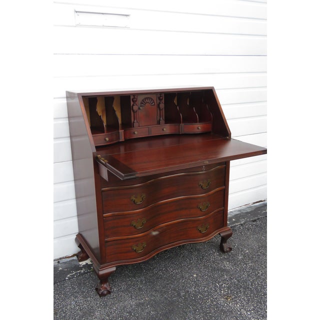 Ball And Claw Feet Serpentine Front Secretary Desk With Drawers Chairish