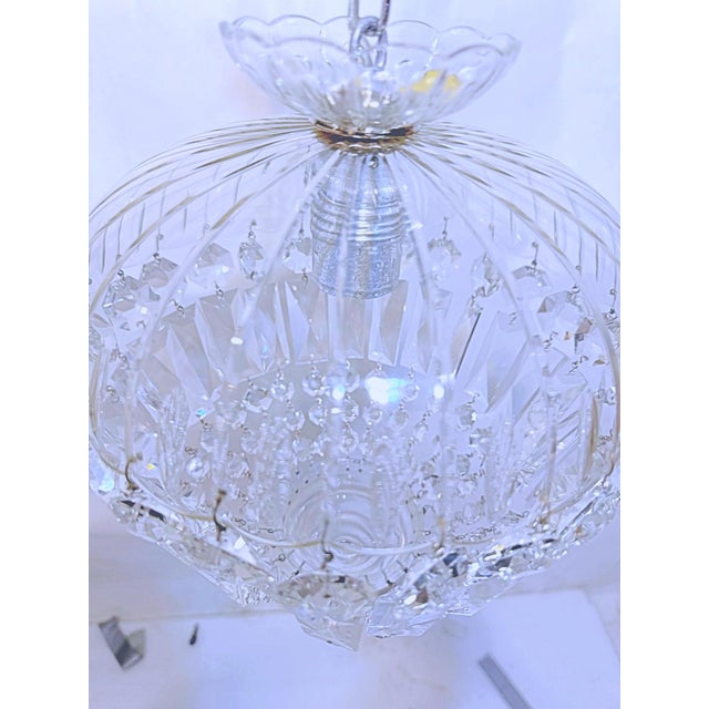 Traditional Vintage Hand Cut Glass Dish Basket Chandelier For Sale - Image 3 of 7