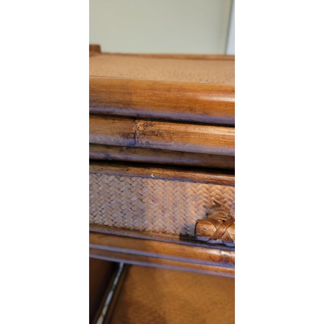 Wood 1920s Art Deco Bamboo and Rattan Side Table For Sale - Image 7 of 17