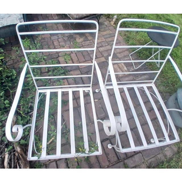Vintage Wrought Iron Patio Lounge Chairs, a Pair For Sale - Image 9 of 11