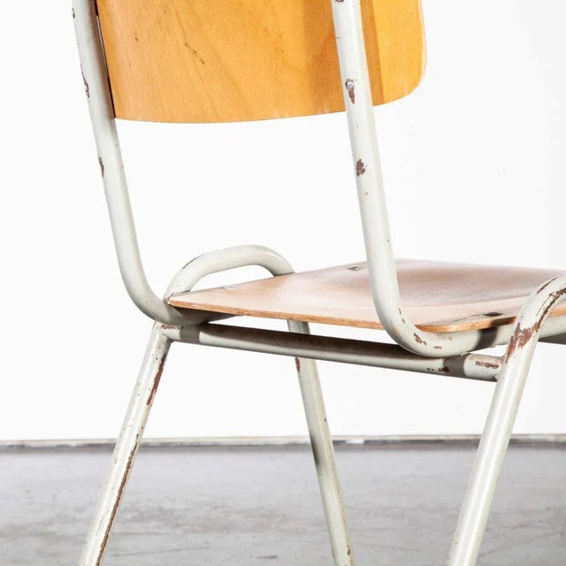 French Industrial Metal-Framed Stacking University Dining Chair, 1960s For Sale - Image 9 of 11