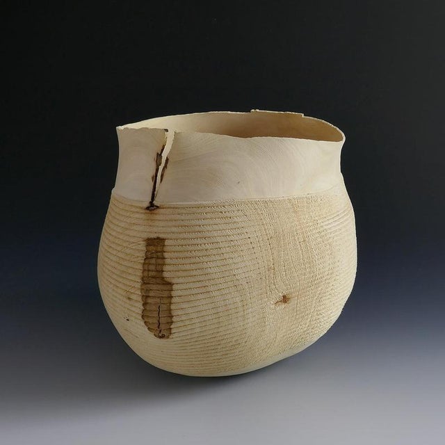 Green Ovalie Vase in Fig Tree Wood by Yann Marot For Sale - Image 8 of 10