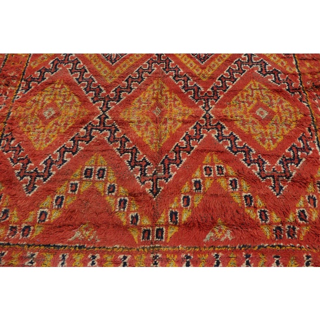 Berber Tribes of Morocco Vintage Berber Red Beni M'Guild Moroccan Rug - 05'09 X 10'07 For Sale - Image 4 of 9