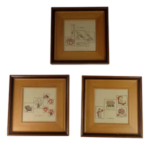 Art Naif Painted Ceramic Tiles with Vegetables, Italy, 1970s, Set of 3