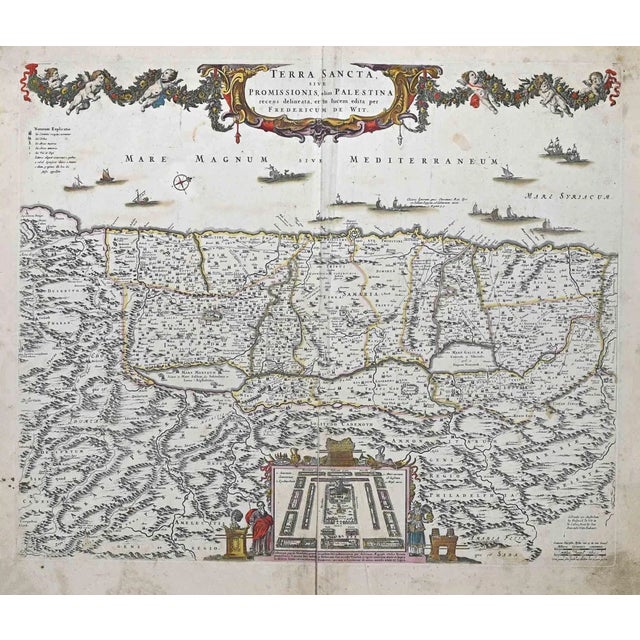 Terra Sancta Map Etching by Frederick de Wit, 1680s For Sale