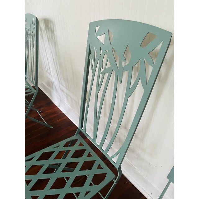 Vintage Postmodern Emmanuelle Kahn Tiffany Blue French Bistro Chairs - Set of 6 For Sale In Cincinnati - Image 6 of 10