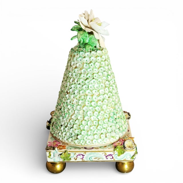 Rococo Antique German Porcelain Inkstand with Schneeballen Decoration, 1800 For Sale - Image 3 of 11