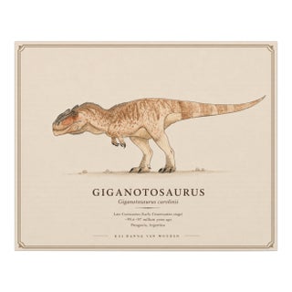 Atelier Aria Lumae Kai Hanna Van Wouden Giganotosaurus Carolinii Original Scientific Watercolor Fine Art Cotton Rag Gallery Board Print 20 X 16 For Sale