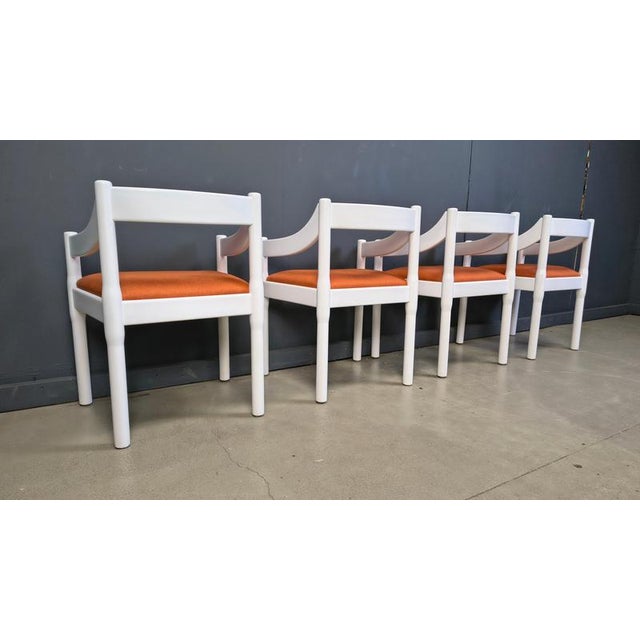 Orange Carimate Armchairs from Vico Magistretti, 1960s, Set of 4 For Sale - Image 8 of 17