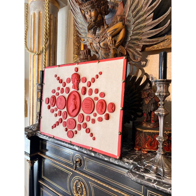 #1013 Grand Tour Revival Neoclassical Vintage Red Plaster Cast Waxed Intaglio Arrangement For Sale - Image 11 of 11