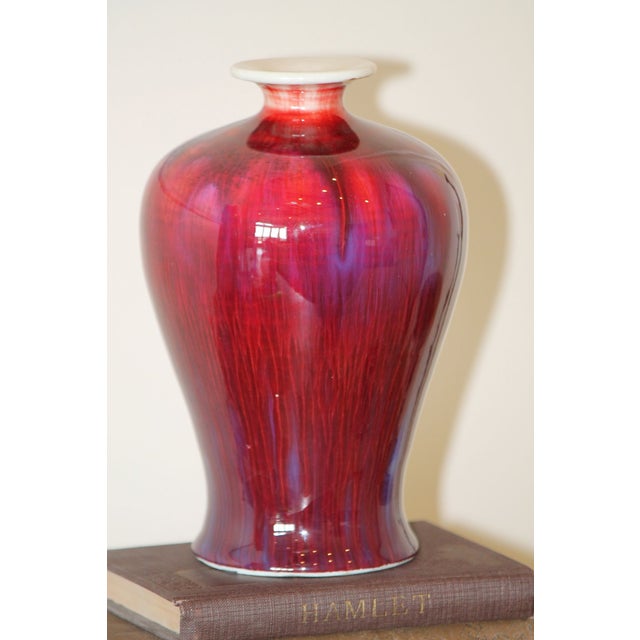 Stunning Marked Chinese Jingdezhen Oxblood Flambe Vase For Sale - Image 4 of 13