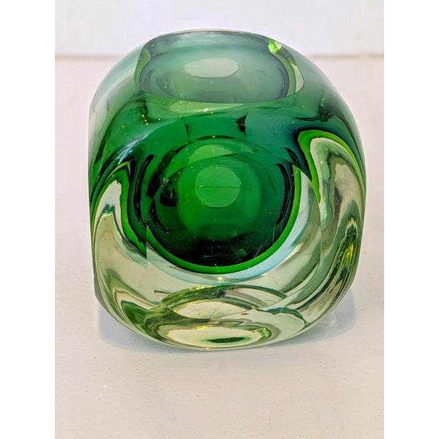 Glass Vintage Green and Blue Murano Sommerso Vase For Sale - Image 7 of 8