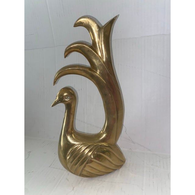 Metal Vintage Mid-Century Modern Frederick Cooper Stylized Brass Peacock Sculpture For Sale - Image 7 of 8