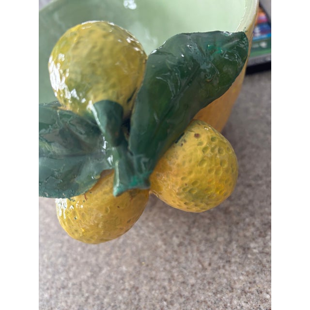 Ceramic 1970s Walter Hatches Inc Italian Majolica Lemon Figural Bowl and Eleven (11) Plates Vintage Decor For Sale - Image 7 of 12
