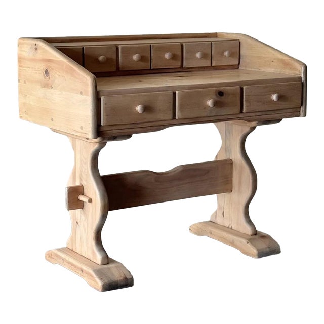 1970s Pickled Pine Mortise & Tenon Desk For Sale